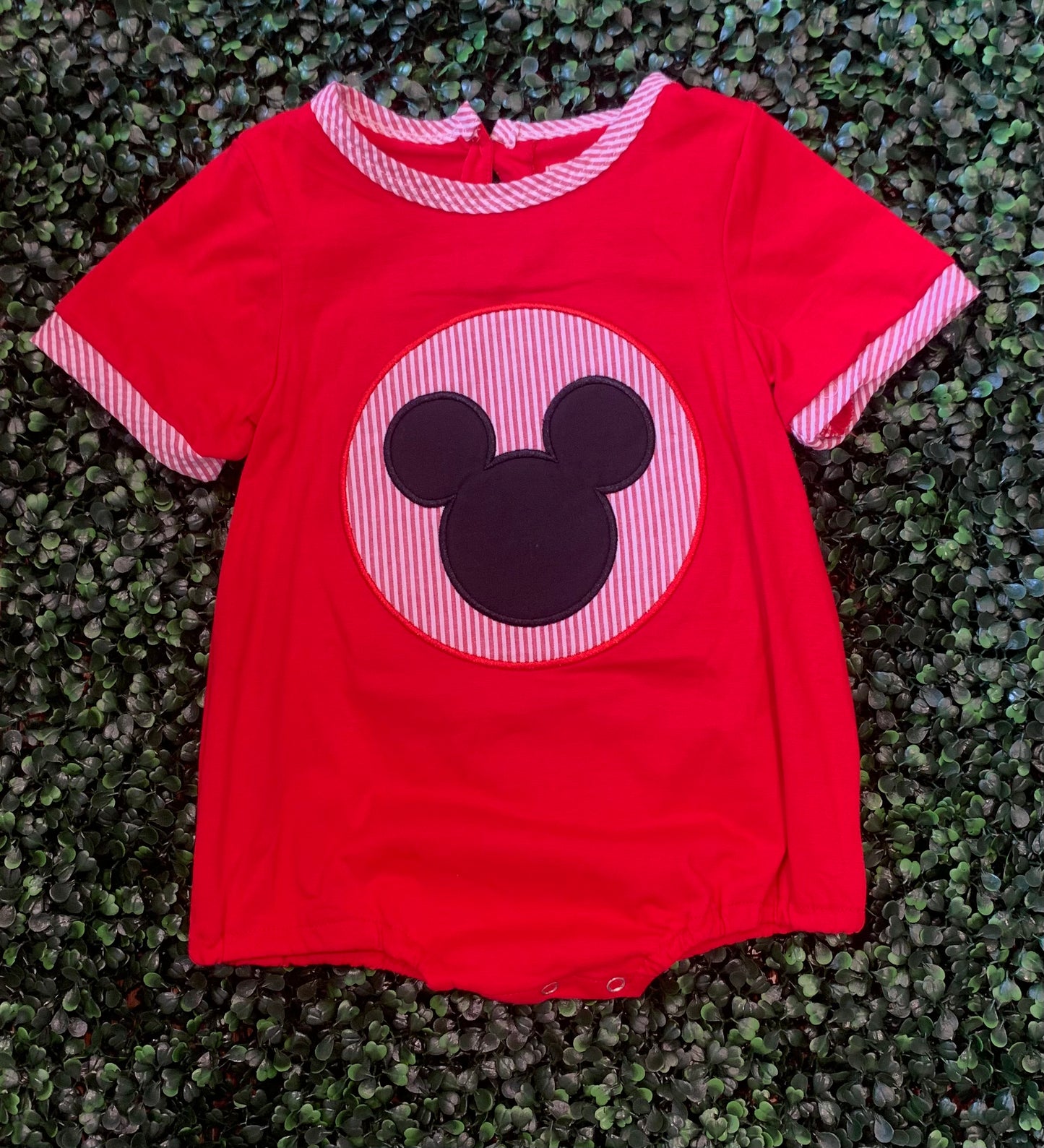 Red Mouse Pinstriped Appliqué Bubble